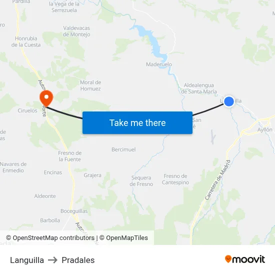 Languilla to Pradales map