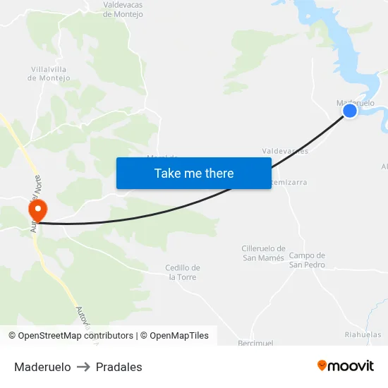 Maderuelo to Pradales map