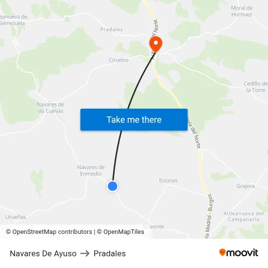 Navares De Ayuso to Pradales map