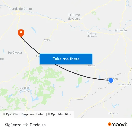 Sigüenza to Pradales map