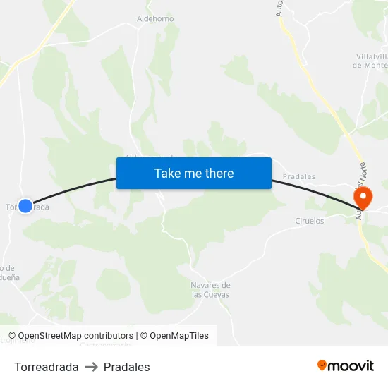 Torreadrada to Pradales map