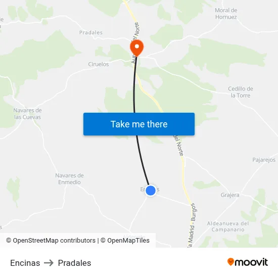 Encinas to Pradales map