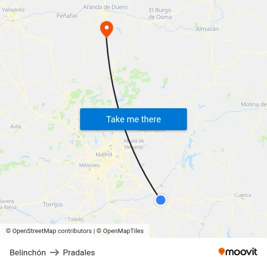 Belinchón to Pradales map