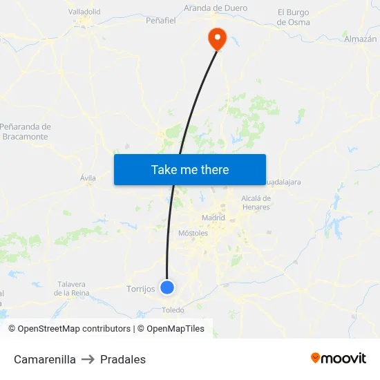 Camarenilla to Pradales map
