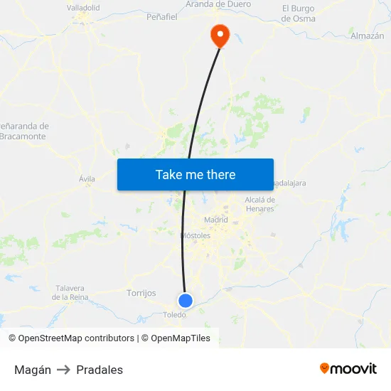 Magán to Pradales map
