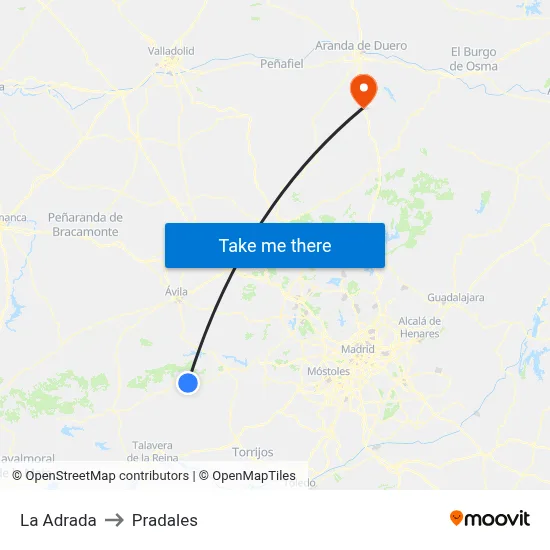 La Adrada to Pradales map
