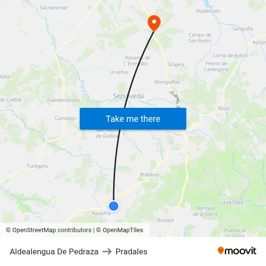 Aldealengua De Pedraza to Pradales map