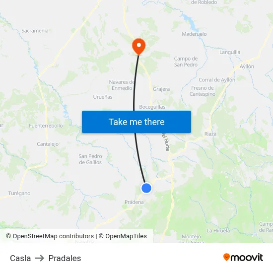 Casla to Pradales map