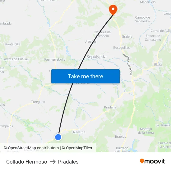 Collado Hermoso to Pradales map