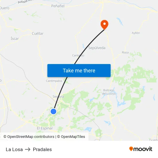 La Losa to Pradales map