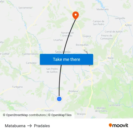 Matabuena to Pradales map