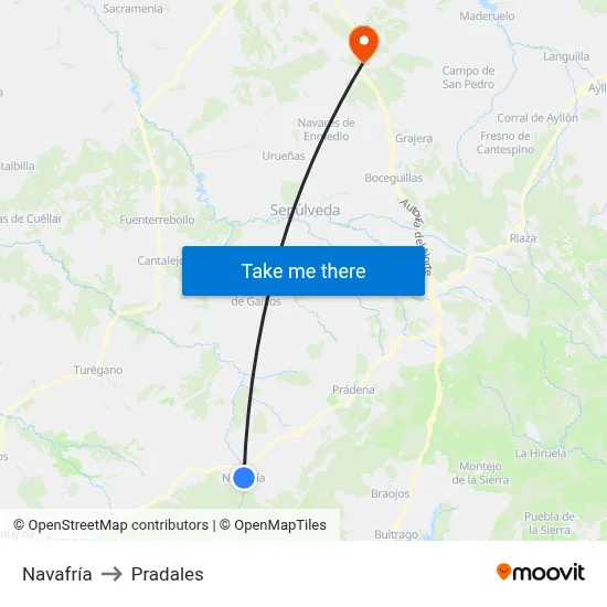 Navafría to Pradales map