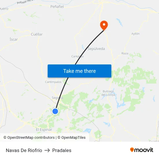 Navas De Riofrío to Pradales map