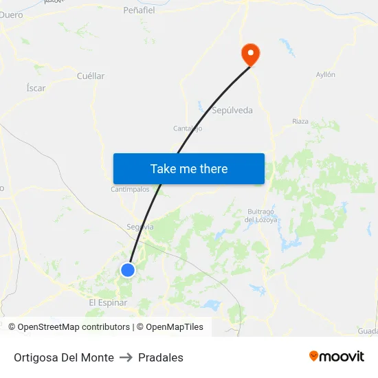 Ortigosa Del Monte to Pradales map