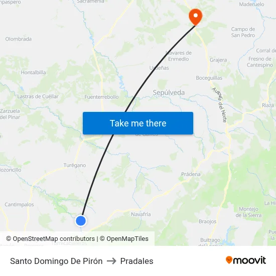 Santo Domingo De Pirón to Pradales map