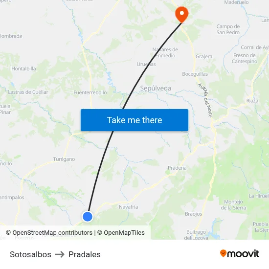 Sotosalbos to Pradales map