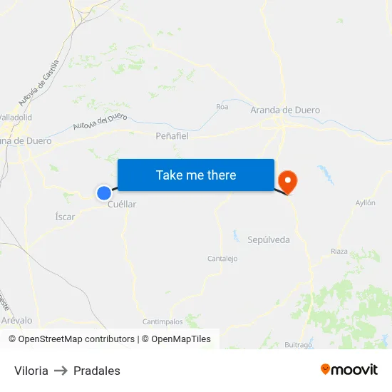 Viloria to Pradales map