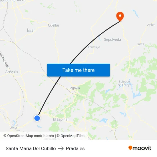 Santa María Del Cubillo to Pradales map