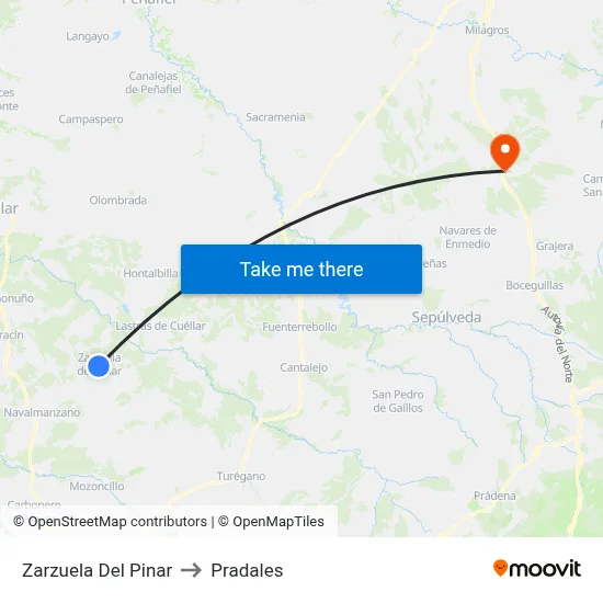Zarzuela Del Pinar to Pradales map