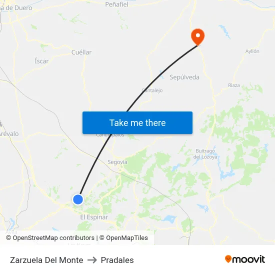 Zarzuela Del Monte to Pradales map