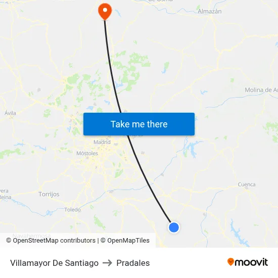 Villamayor De Santiago to Pradales map