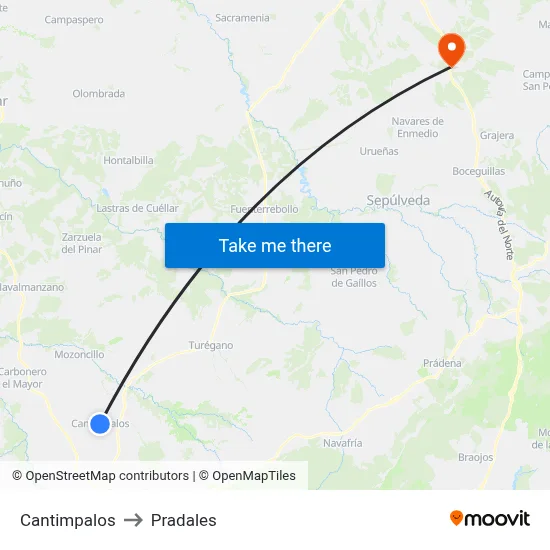 Cantimpalos to Pradales map