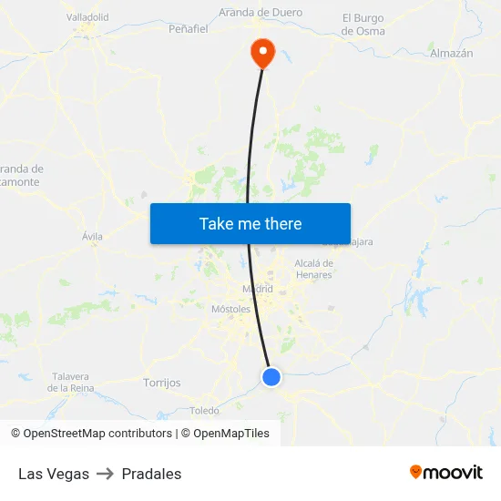 Las Vegas to Pradales map