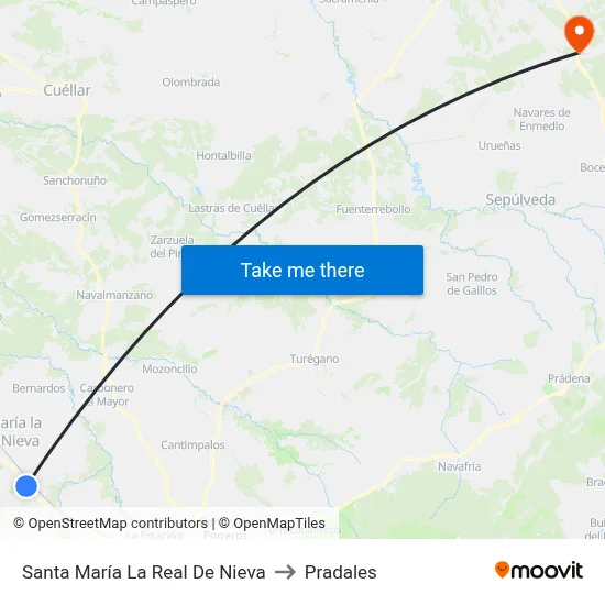Santa María La Real De Nieva to Pradales map