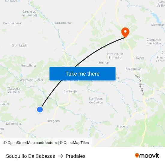 Sauquillo De Cabezas to Pradales map