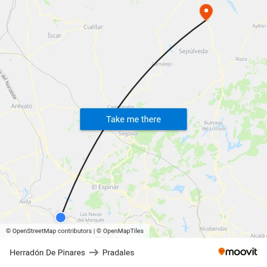 Herradón De Pinares to Pradales map