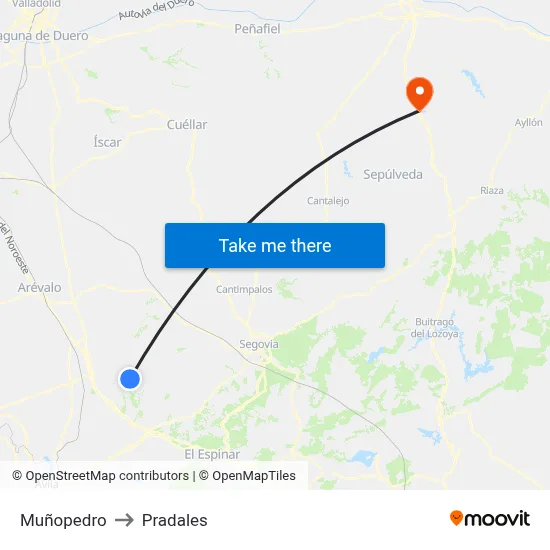 Muñopedro to Pradales map