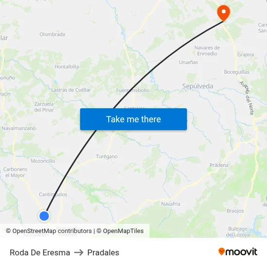 Roda De Eresma to Pradales map