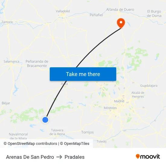 Arenas De San Pedro to Pradales map