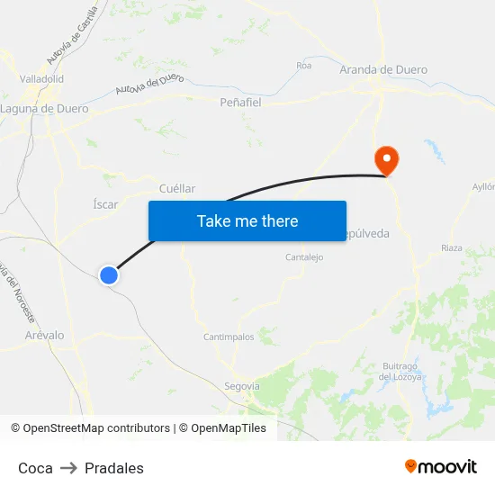 Coca to Pradales map