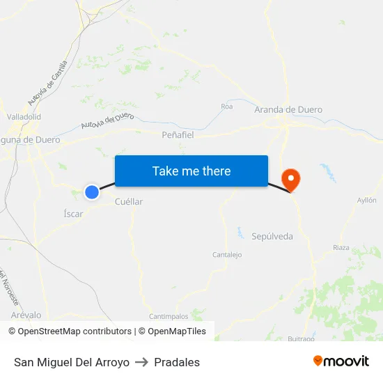 San Miguel Del Arroyo to Pradales map