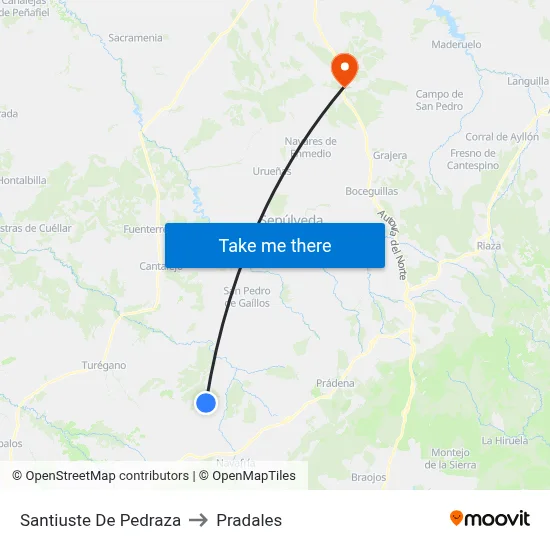 Santiuste De Pedraza to Pradales map
