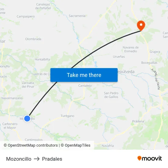 Mozoncillo to Pradales map
