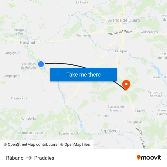 Rábano to Pradales map