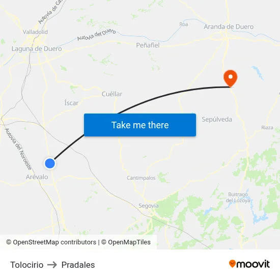 Tolocirio to Pradales map