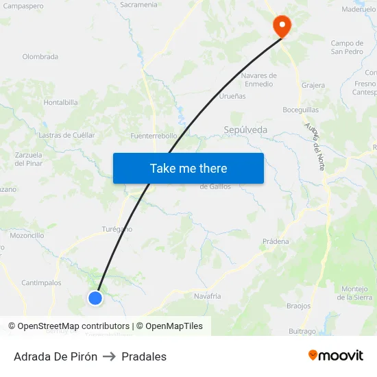 Adrada De Pirón to Pradales map