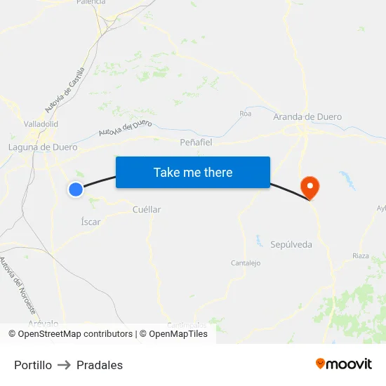 Portillo to Pradales map