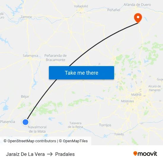 Jaraíz De La Vera to Pradales map