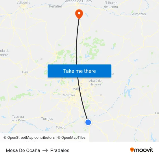 Mesa De Ocaña to Pradales map
