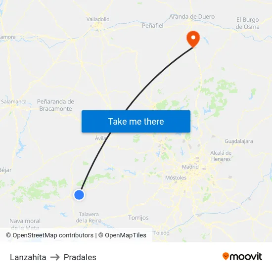 Lanzahíta to Pradales map