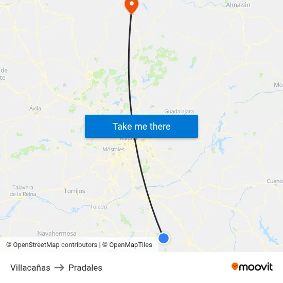 Villacañas to Pradales map