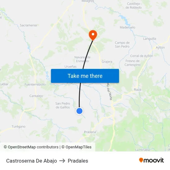 Castroserna De Abajo to Pradales map