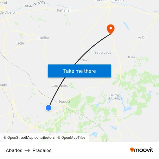 Abades to Pradales map