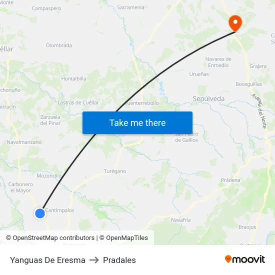 Yanguas De Eresma to Pradales map