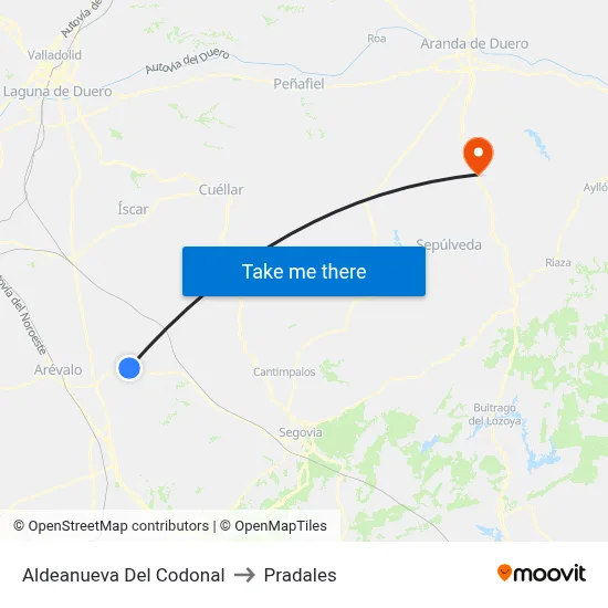 Aldeanueva Del Codonal to Pradales map
