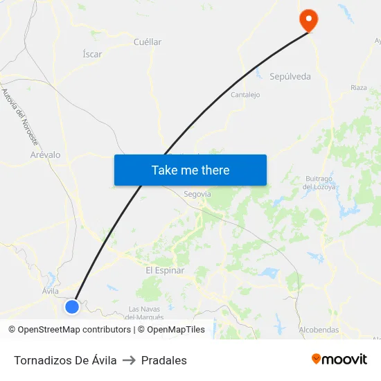 Tornadizos De Ávila to Pradales map